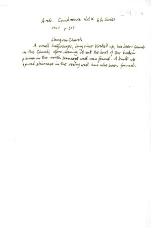 Notes on St Jerome's Church, Llangwm